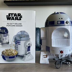 Open box. Star Wars R2-D2 Popcorn Machine in White and Blue